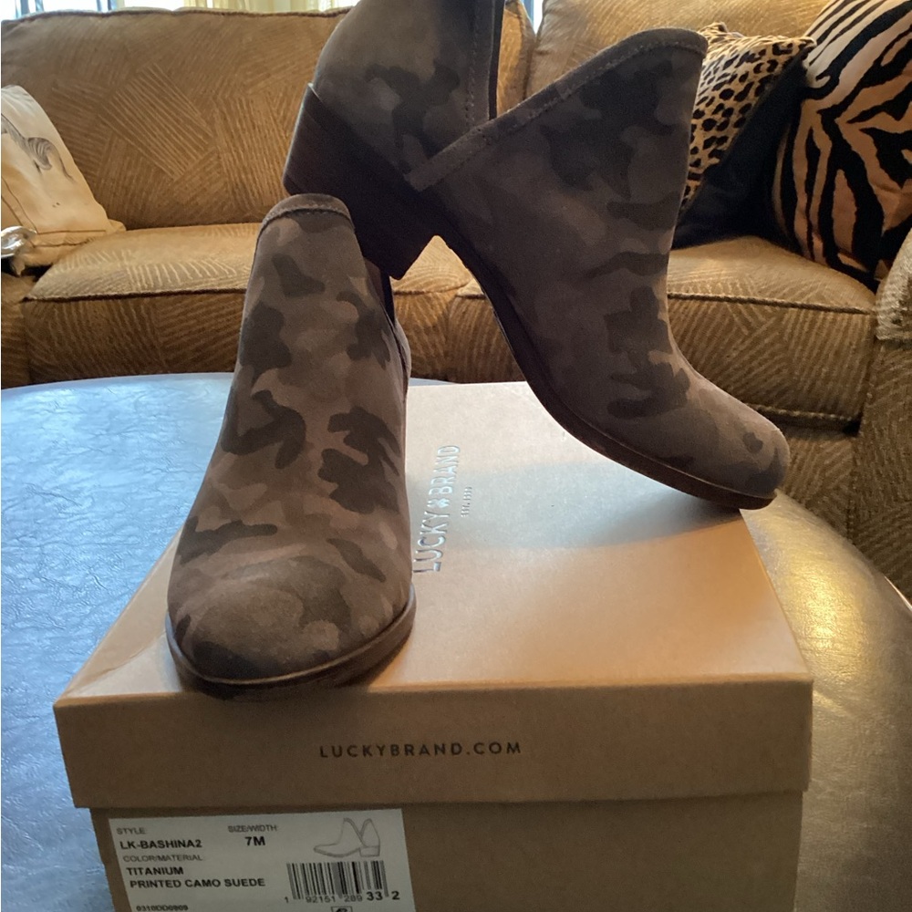 Lucky Brand Women's Printed Camo Ankle Booties